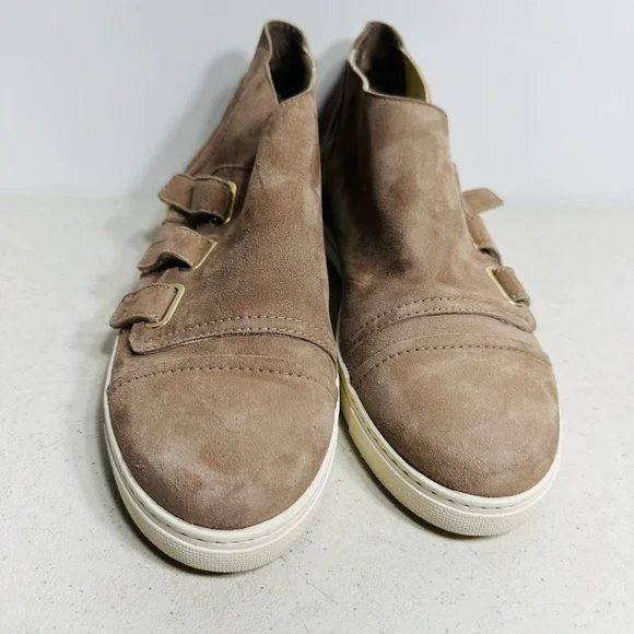 Stuart Weitzman Suede Leather Slip On Strap High Sneaker Size 6 - Picture 3 of 8